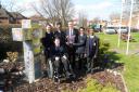 Andy Prindiville, head teacher, with pupils in the school grounds