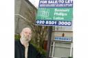 Brian Macro outside the surgery in Hainault Road                    (K4W/3816)