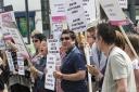 Staff strike outside Barnet and Southgate College in Wood Street