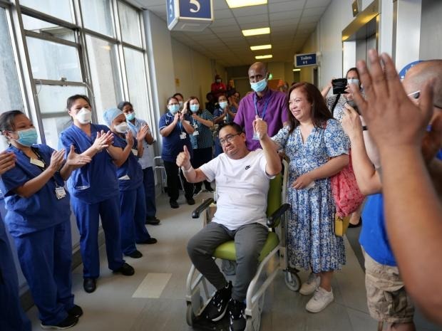 Franco Palo, a nurse at Nothwick Park, was cheered out of the hospital after his nine week battle with Covid in June 2020
