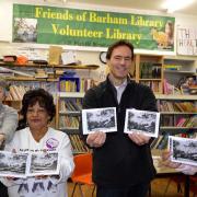 . Paul Lorber and three volunteers at the Barham Volunteer Library