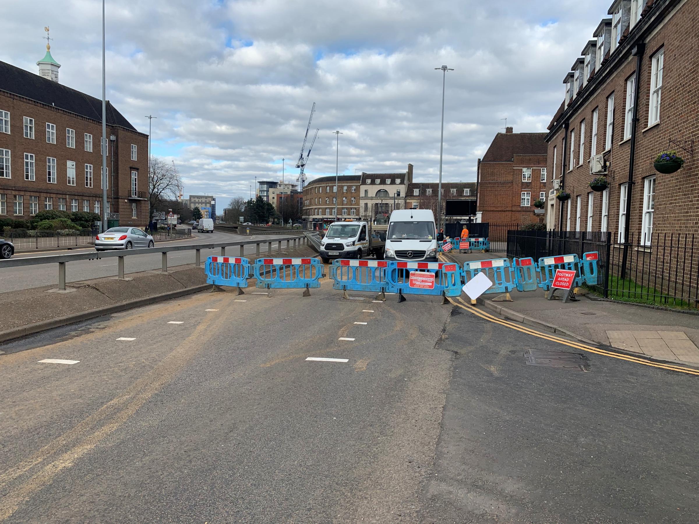 Rickmansworth Road pictured on Saturday. The closure is still in force