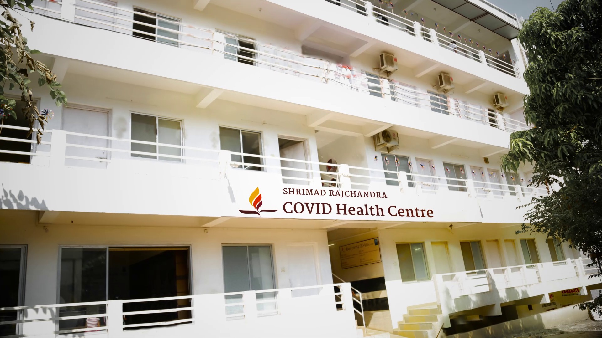 Outside the new Covid health centre in Gujarat, India