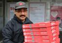 Pizza Hut manager Mohammad Shabbire hand delivers pizzas to the hospital. (Picture: LNWUH)