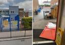 Pictured left is Stag Lane Primary School and right is the door that fell at the school. Credit: Google Maps/Cristian Silaghi