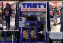 Two people were threatened that they would be stabbed if they did not leave a chicken shop
