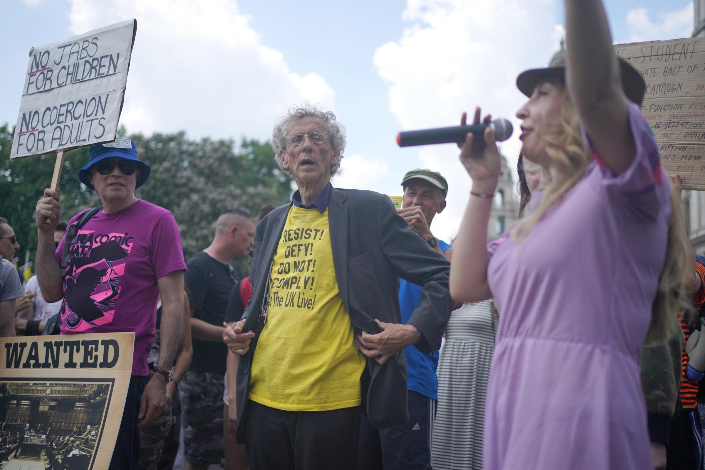 Piers Corbyn at an anti-vaccination protest in July (Photo: PA)