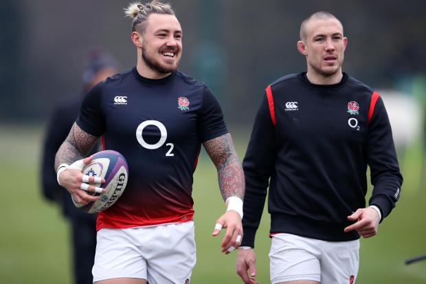 Jack Nowell (left) must start for England against Scotland, according to Mike Brown (right), who rates him highly