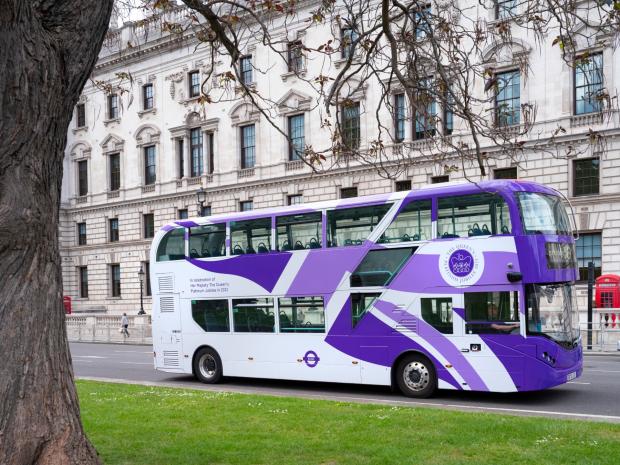 Harrow Times:  The iconic red has vanished from London buses as they get a purple makeover. (PA)