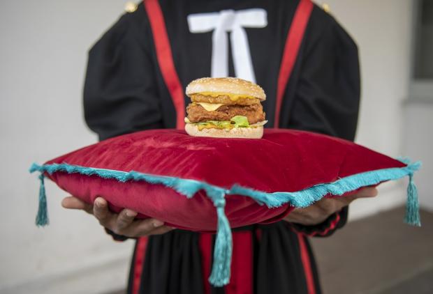 Harrow Times: The KFC Coronation Chicken Tower Burger won't feature raisins. Picture: KFC/Deliveroo