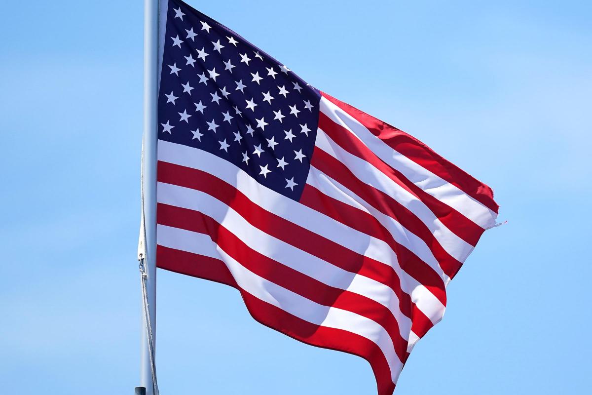 General view of the flag of the United States of America