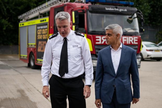 Harrow Times: The head of London Fire Brigade, Andy Roe and Mayor Sadiq Khan (PA)