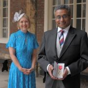 Ganesh Suntharalingam after being awarded his OBE. Picture credit: LNWUH.