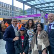 Keyan and family with Mayor Sadiq Khan and TfL commissioner Andy Byford