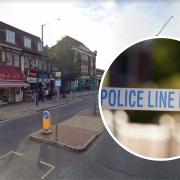 Police were spotted in Station Road, Edgware, after a fight
