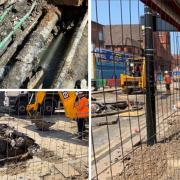 Pictures show the repairs in progress in Wealdstone