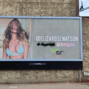 OnlyFans adverts appeared across London, this one in Harrow is graffitied with 'keep porn off our streets'