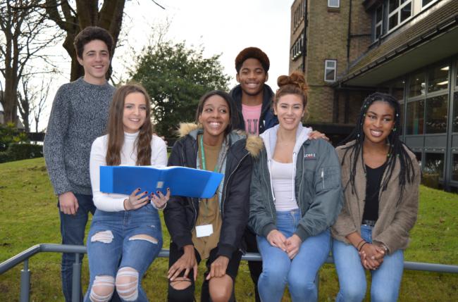 Pupils at St Dominic’s School sixth form college in Mount Park Avenue, Harrow