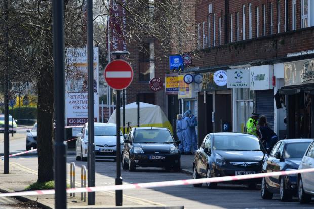 Police activity in Marsh Road, Pinner, north-west London after a man died following a stabbing incident. PRESS ASSOCIATION Photo. Picture date: Sunday March 24, 2019. Scotland Yard said officers were called to reports of an injured man at an address in Ma